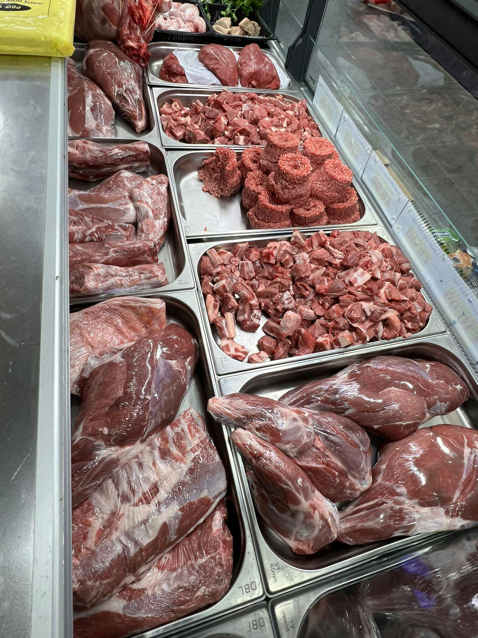 Large selection of meat and chicken at the butchers in-store